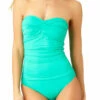 Anne Cole - Shirred Bandeau One Piece Swimsuit -SWIMSUITS DIRECT Sales 18mo00501 jade f front