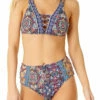 Cole Of California - Medallion Lace Up High Neck Top -SWIMSUITS DIRECT Sales 19ct10816 19cb30416 722 v1 current front 2 5