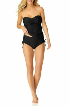 Catalina - Women's Black Twist Bandeau Tankini Swim Top