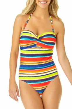 Catalina - Women's Twist Front Bandeau One Piece -SWIMSUITS DIRECT Sales 19ct405 multi 2933 front 2 2