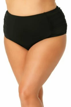 Anne Cole Plus - Shirred High Waisted Tummy Control Swim Bottom
