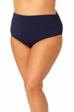 Anne Cole Plus - Convertible Shirred High Low Swim Bottom 34 Anne Cole Plus - Convertible Shirred High Low Swim Bottom -SWIMSUITS DIRECT Sales 20PB36001 NVY 540