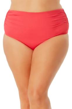Anne Cole Plus - Convertible High Waist Shirred Swim Bottom 41 Anne Cole Plus - Convertible High Waist Shirred Swim Bottom -SWIMSUITS DIRECT Sales 21PB36001 SORB 729 FRONT
