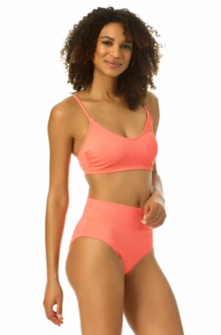 Catalina - Ribbed Scoop Bralette Bikini Top -SWIMSUITS DIRECT Sales 22CA12802 CORALBRZ ALT2 FRONT FRONT