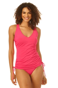 Catalina - Adjustable Side Cinch Tankini Top -SWIMSUITS DIRECT Sales 22CA20101 22CA30101 PEONYPINK 2646 1