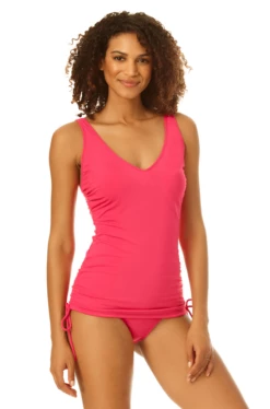 Catalina - Adjustable Side Cinch Tankini Top -SWIMSUITS DIRECT Sales 22CA20101 22CA30101 PEONYPINK 2683 1