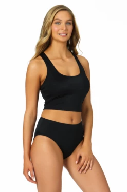 Catalina - Ribbed Scoop Racerback Tankini Top -SWIMSUITS DIRECT Sales 22CA21402 BLACKRIB ALT2 FRONT