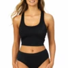 Catalina - Ribbed Scoop Racerback Tankini Top 2 Catalina - Ribbed Scoop Racerback Tankini Top -SWIMSUITS DIRECT Sales 22CA21402 BLACKRIB FRONT
