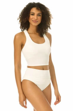 Catalina - Ribbed Scoop Racerback Tankini Top -SWIMSUITS DIRECT Sales 22CA21402 WHITERIB ALT2 FRONT FRONT