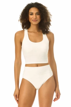 Catalina - Ribbed Scoop Racerback Tankini Top -SWIMSUITS DIRECT Sales 22CA21402 WHITERIB FRONT
