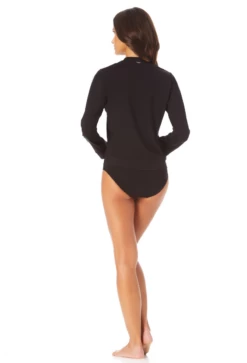 Anne Cole - Women's Long Sleeve Zip Front Rash Guard Top -SWIMSUITS DIRECT Sales 22MC54401 BLK 2