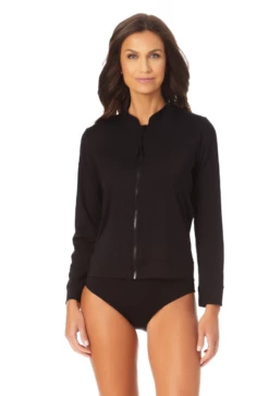 Anne Cole - Women's Long Sleeve Zip Front Rash Guard Top