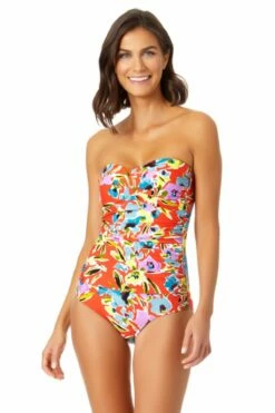 Anne Cole - Twist Front Shirred One Piece Swimsuit -SWIMSUITS DIRECT Sales 22MO00574 MULT 3533 ccexpress 2