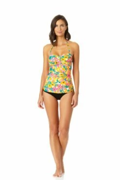 Anne Cole - Twist Front Bandeaukini Swim Top -SWIMSUITS DIRECT Sales 22MT25013 MYMB36001 BLK 1855 ccexpress