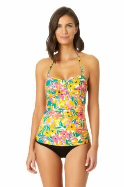 Anne Cole - Twist Front Bandeaukini Swim Top -SWIMSUITS DIRECT Sales 22MT25013 MYMB36001 BLK 1855 ccexpress ccexpress