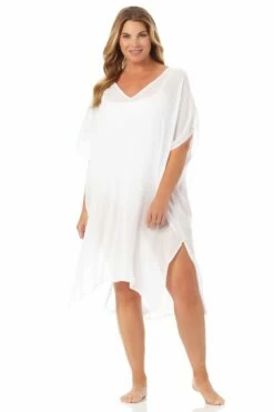 Anne Cole Plus - Easy Tunic Cover Up 8 Anne Cole Plus - Easy Tunic Cover Up -SWIMSUITS DIRECT Sales 22PC54101 WHT 975