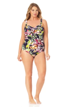 Anne Cole Plus - Twist Front Shirred One Piece Swimsuit 10 Anne Cole Plus - Twist Front Shirred One Piece Swimsuit -SWIMSUITS DIRECT Sales 22PO00561 MULT 1671