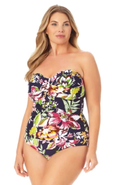 Anne Cole Plus - Twist Front Shirred One Piece Swimsuit 13 Anne Cole Plus - Twist Front Shirred One Piece Swimsuit -SWIMSUITS DIRECT Sales 22PO00561 MULT 1683 FRONT