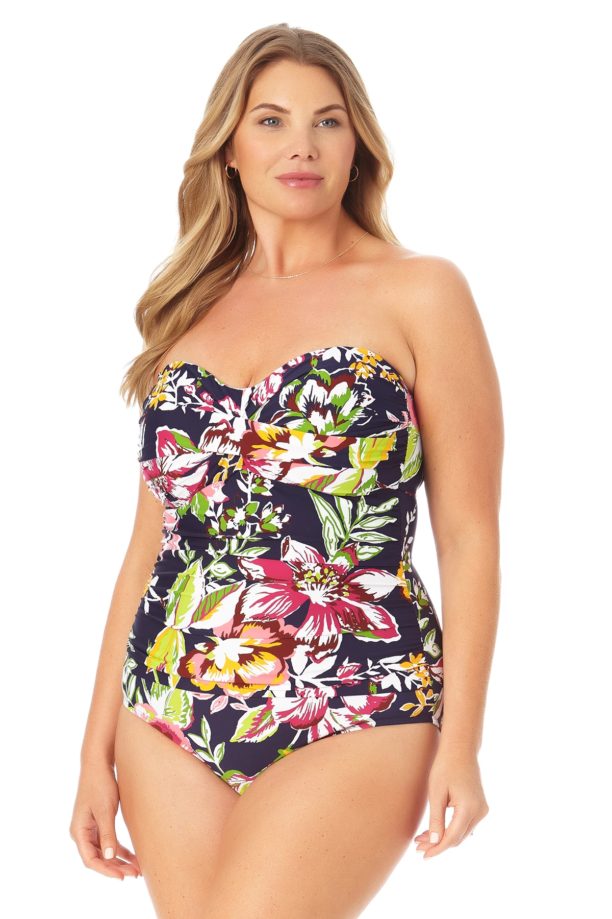 Anne Cole Plus - Twist Front Shirred One Piece Swimsuit 8 Anne Cole Plus - Twist Front Shirred One Piece Swimsuit - Image 6