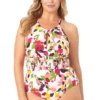 Anne Cole Plus - High Neck Smocked One Piece Swimsuit 1 Anne Cole Plus - High Neck Smocked One Piece Swimsuit -SWIMSUITS DIRECT Sales 22PO05263 MULT 043 FRONT
