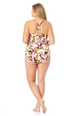 Anne Cole Plus - High Neck Smocked One Piece Swimsuit 10 Anne Cole Plus - High Neck Smocked One Piece Swimsuit -SWIMSUITS DIRECT Sales 22PO05263 MULT 053