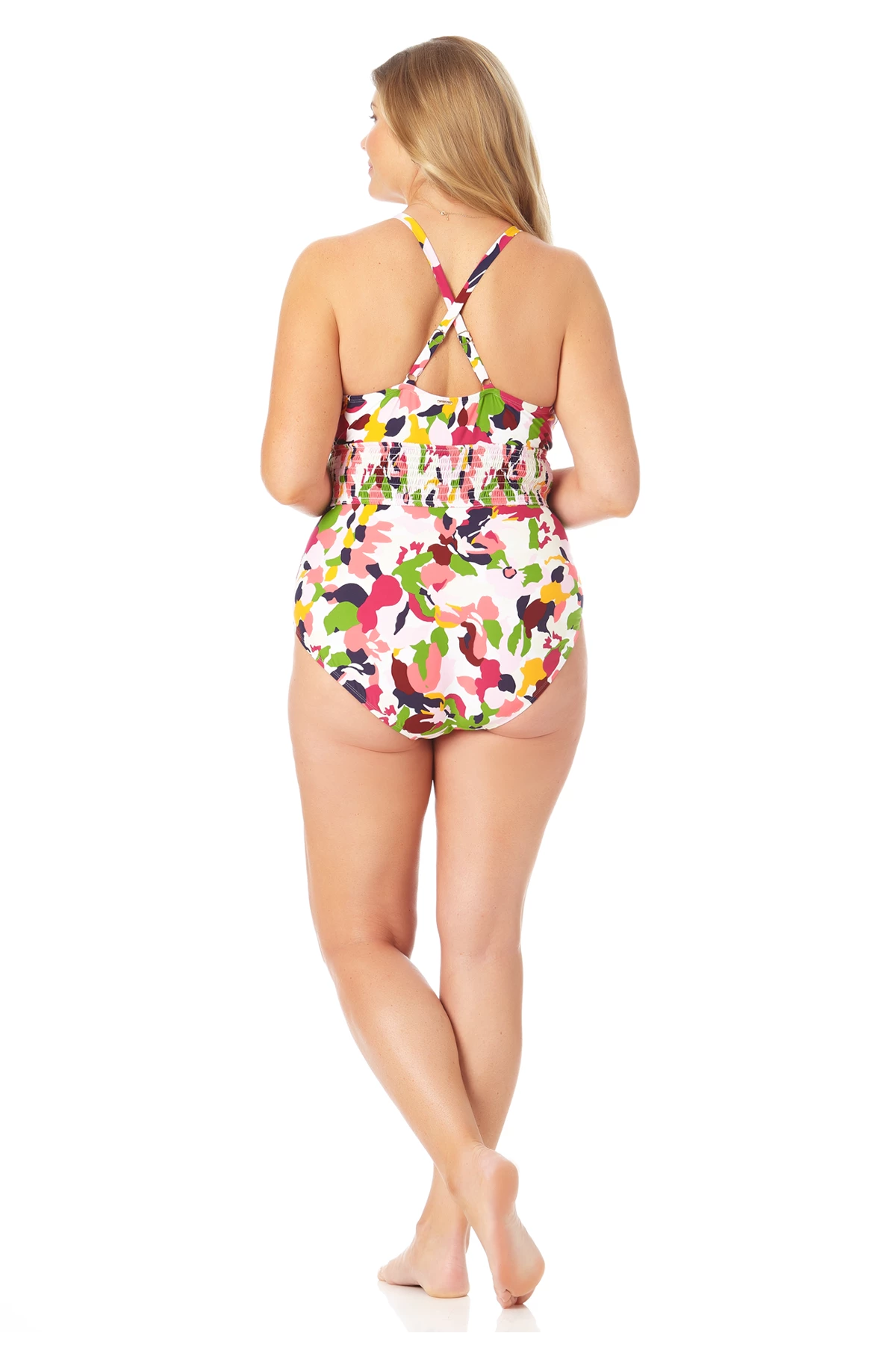Anne Cole Plus - High Neck Smocked One Piece Swimsuit 6 Anne Cole Plus - High Neck Smocked One Piece Swimsuit - Image 4