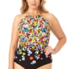 Anne Cole Plus - High Neck With Ruffle Straps One Piece Swimsuit -SWIMSUITS DIRECT Sales 22PO06469 MULT 1123 FRONT