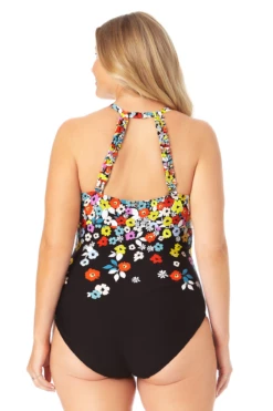 Anne Cole Plus - High Neck With Ruffle Straps One Piece Swimsuit -SWIMSUITS DIRECT Sales 22PO06469 MULT 1135 BACK