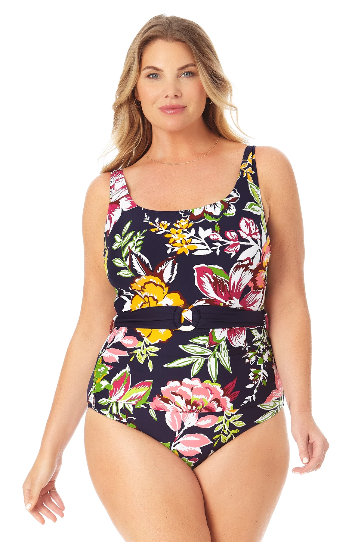 Anne Cole Plus - Ring Belt Scoop One Piece Swimsuit 3 Anne Cole Plus - Ring Belt Scoop One Piece Swimsuit