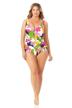Anne Cole Plus - Center Front Cutout One Piece Swimsuit -SWIMSUITS DIRECT Sales 22PO07580 MULT 235