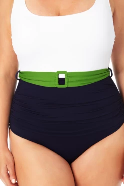 Anne Cole Plus - Belted Scoop Neck One Piece Swimsuit -SWIMSUITS DIRECT Sales 22PO07701 NVCB 2018