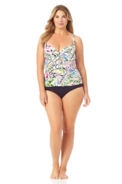 Anne Cole Plus - Retro Twist Front Underwire Tankini Swim Top 8 Anne Cole Plus - Retro Twist Front Underwire Tankini Swim Top -SWIMSUITS DIRECT Sales 22PT23497 MYPB36001 MULT 256