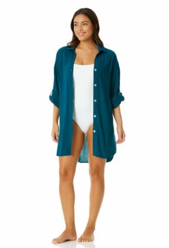 Anne Cole - Women's Button Down Shirt Swimsuit Cover Up -SWIMSUITS DIRECT Sales 23MC53001 DSBL 1145