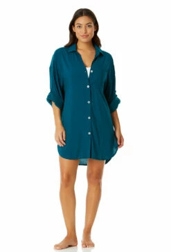 Anne Cole - Women's Button Down Shirt Swimsuit Cover Up -SWIMSUITS DIRECT Sales 23MC53001 DSBL 1158
