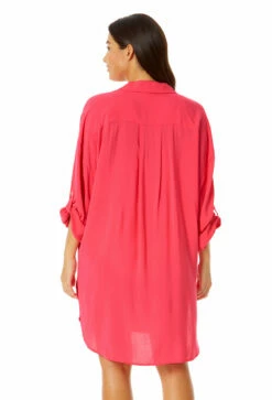 Anne Cole - Women's Button Down Shirt Swimsuit Cover Up -SWIMSUITS DIRECT Sales 23MC53001 HTPK 1591 BACK