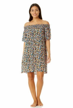 Anne Cole - Women's Smocked Off The Shoulder Swimsuit Cover Up -SWIMSUITS DIRECT Sales 23MC53170 MULT 1073