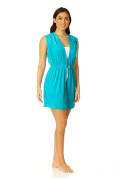 Anne Cole - Women's Terry Cloth Robe Swimsuit Cover Up -SWIMSUITS DIRECT Sales 23MC54301 TURQ 2b98e1ed b6d9 4ed0 ab47 0852efd25d25