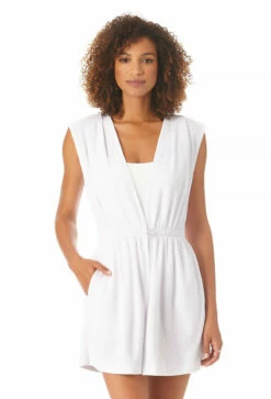Anne Cole - Women's Terry Cloth Robe Swimsuit Cover Up -SWIMSUITS DIRECT Sales 23MC54301 WHT 526 FRONT