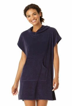 Anne Cole - Women's Terry Cloth Hoodie Swimsuit Cover Up -SWIMSUITS DIRECT Sales 23MC55201 NAVY 1618 FRONT