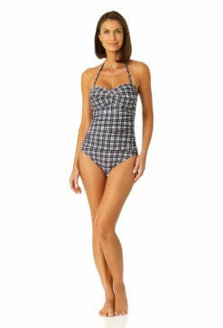 Anne Cole - Women's Twist Front Shirred One Piece Swimsuit -SWIMSUITS DIRECT Sales 23MO00583 BKWH 0291