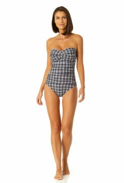 Anne Cole - Women's Twist Front Shirred One Piece Swimsuit -SWIMSUITS DIRECT Sales 23MO00583 BKWH 0300