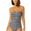 Anne Cole - Women's Twist Front Shirred One Piece Swimsuit -SWIMSUITS DIRECT Sales 23MO00583 BKWH 0300 FRONT