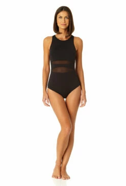 Anne Cole - Women's Mesh High Neck One Piece Swimsuit -SWIMSUITS DIRECT Sales 23MO03601 BLK 1003