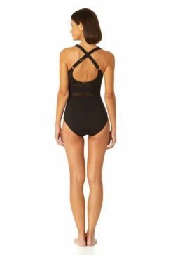 Anne Cole - Women's Mesh High Neck One Piece Swimsuit -SWIMSUITS DIRECT Sales 23MO03601 BLK 1031