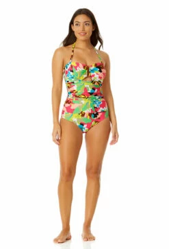 Anne Cole - Women's Strapless Bandeau Keyhole Shirred One Piece Swimsuit -SWIMSUITS DIRECT Sales 23MO03765 MULT 264
