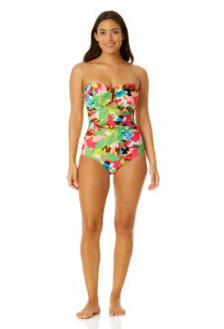 Anne Cole - Women's Strapless Bandeau Keyhole Shirred One Piece Swimsuit -SWIMSUITS DIRECT Sales 23MO03765 MULT 285