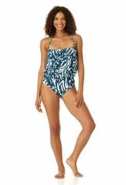 Anne Cole - Women's Strapless Blouson Keyhole One Piece Swimsuit -SWIMSUITS DIRECT Sales 23MO06157 BLWH 1191