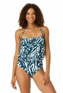 Anne Cole - Women's Strapless Blouson Keyhole One Piece Swimsuit