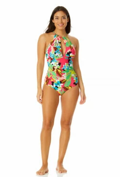 Anne Cole - Women's High Neck With Ruffled Straps One Piece Swimsuit -SWIMSUITS DIRECT Sales 23MO06465 MULT 351