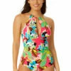 Anne Cole - Women's High Neck With Ruffled Straps One Piece Swimsuit 1 Anne Cole - Women's High Neck With Ruffled Straps One Piece Swimsuit -SWIMSUITS DIRECT Sales 23MO06465 MULT 351 FRONT